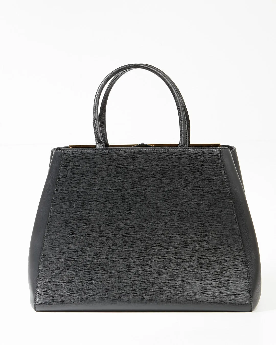 Fendi Black Leather Medium 2Jours Elite Tote Bag