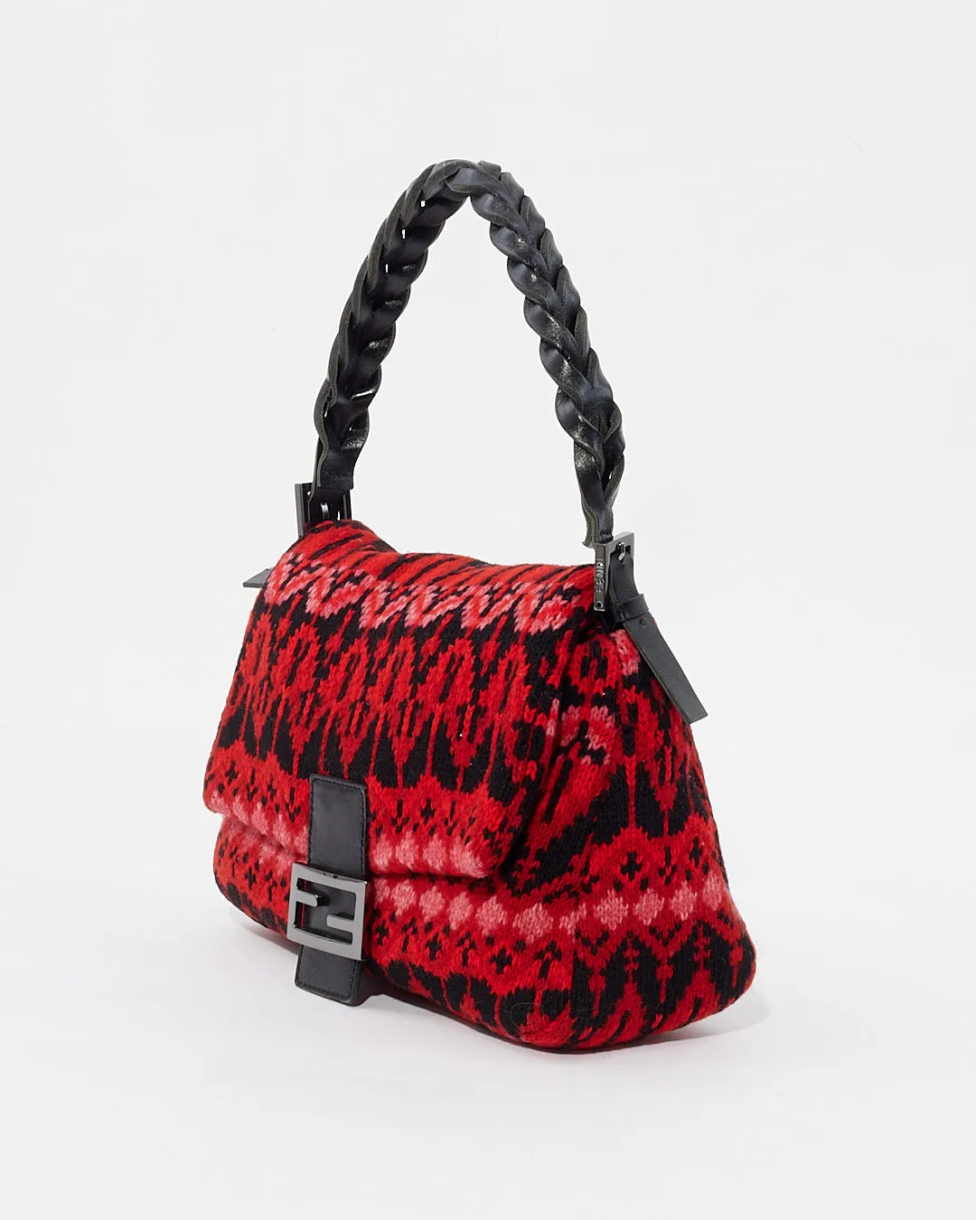 Fendi Red/Black Knit Mamma Baguette