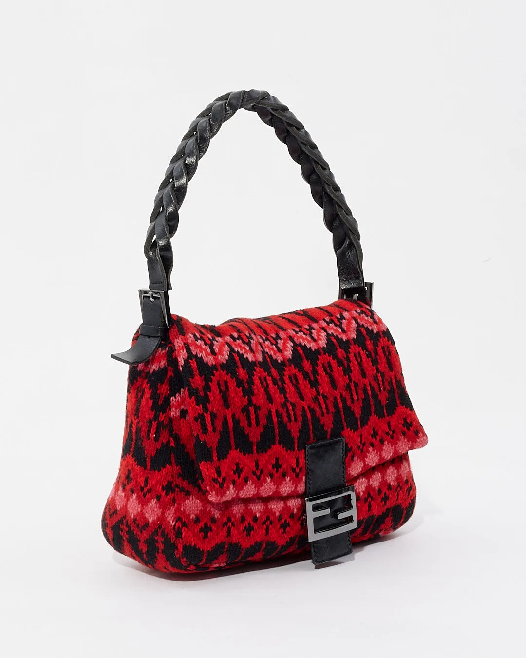 Fendi Red/Black Knit Mamma Baguette