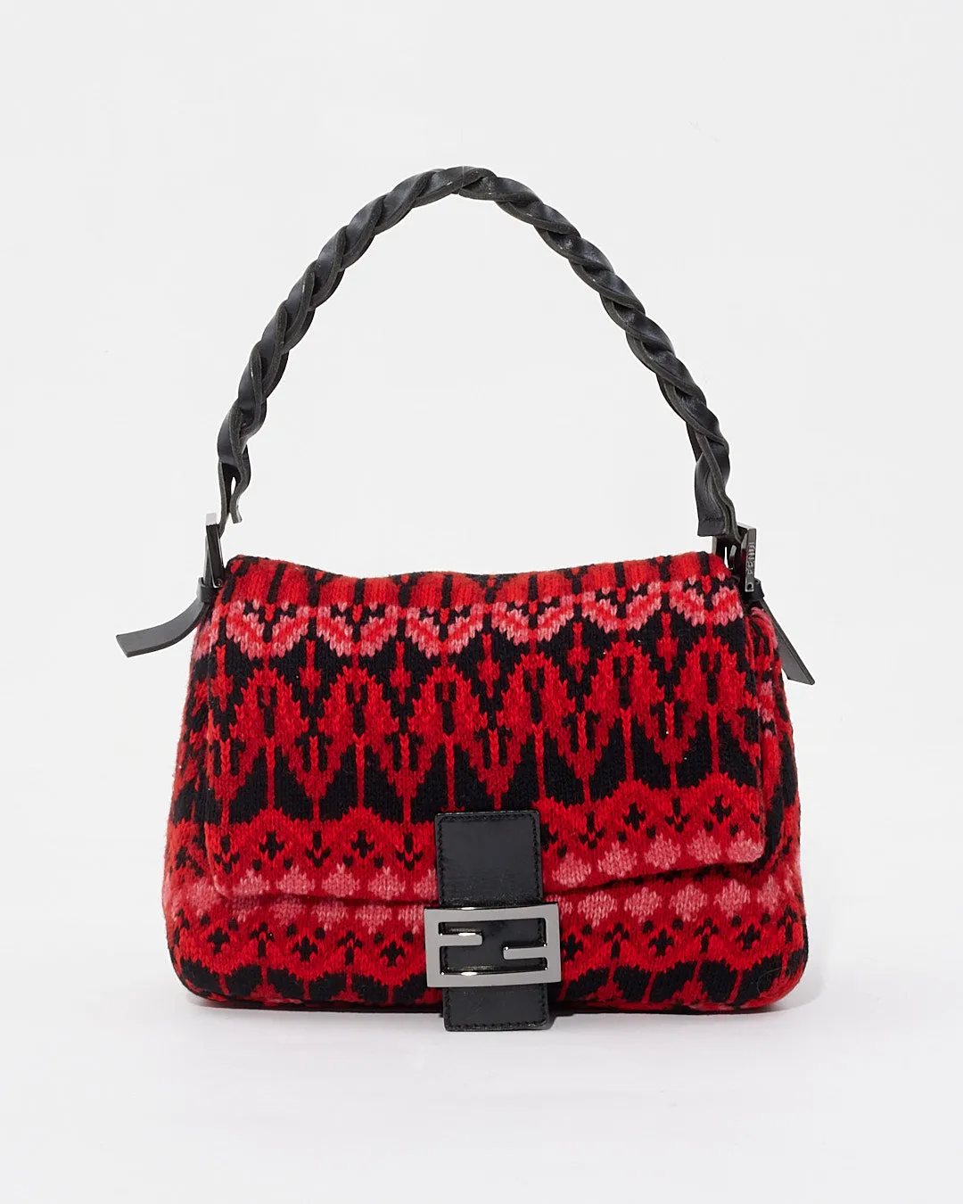 Fendi Red/Black Knit Mamma Baguette