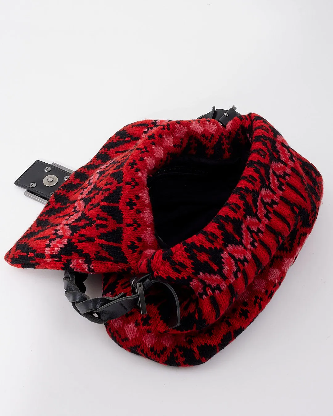 Fendi Red/Black Knit Mamma Baguette