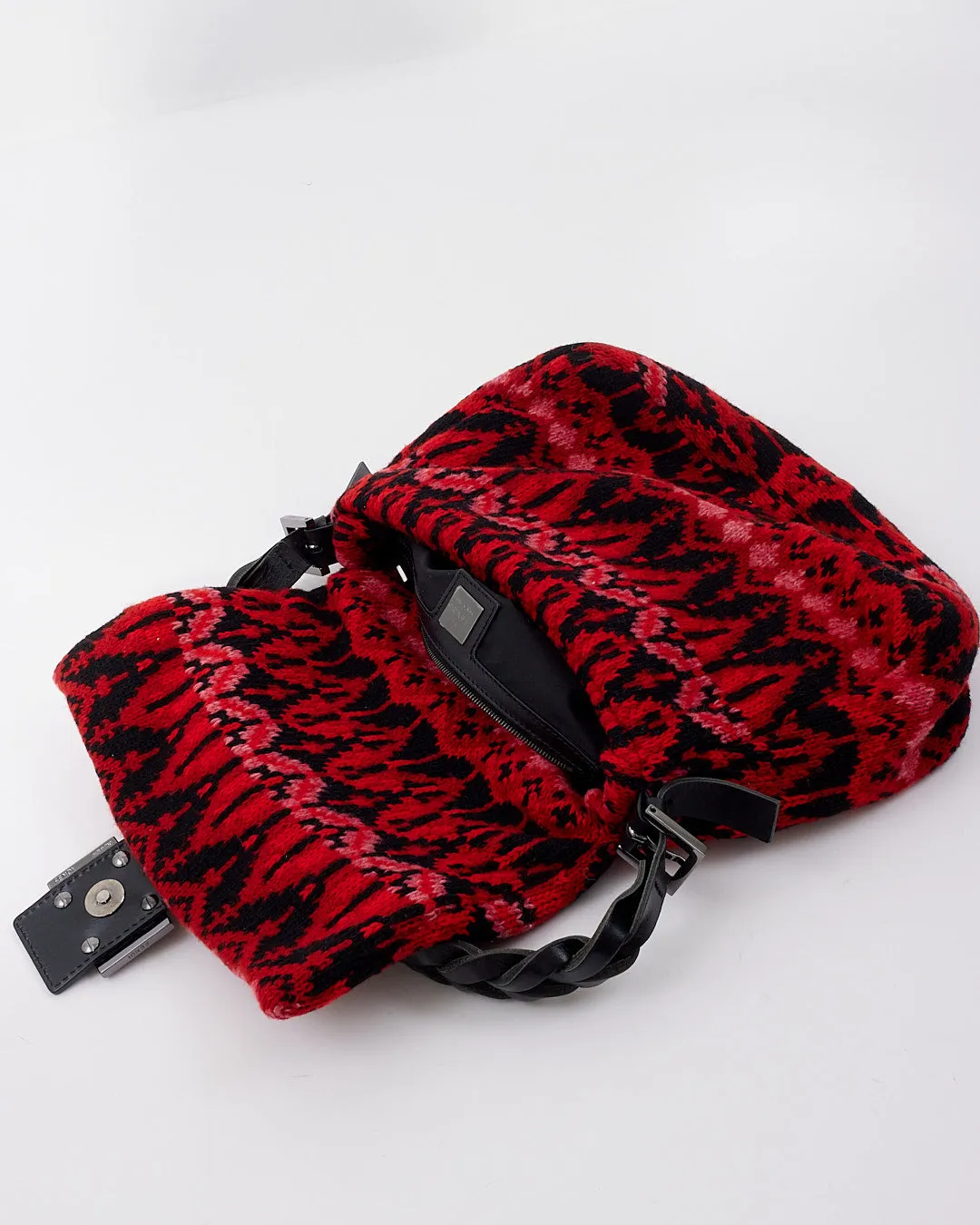 Fendi Red/Black Knit Mamma Baguette