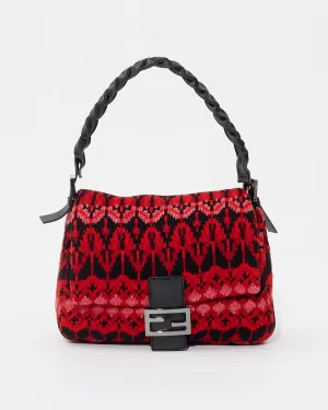 Fendi Red/Black Knit Mamma Baguette