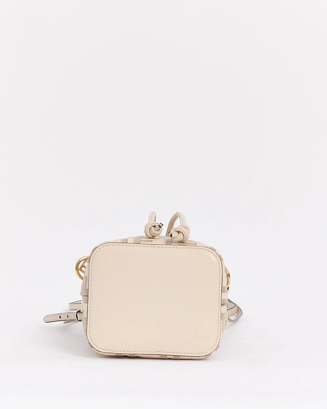 Fendi White PVC and Leather Zucca Print Mini "Mon Tresor" Drawstring Bucket Bag