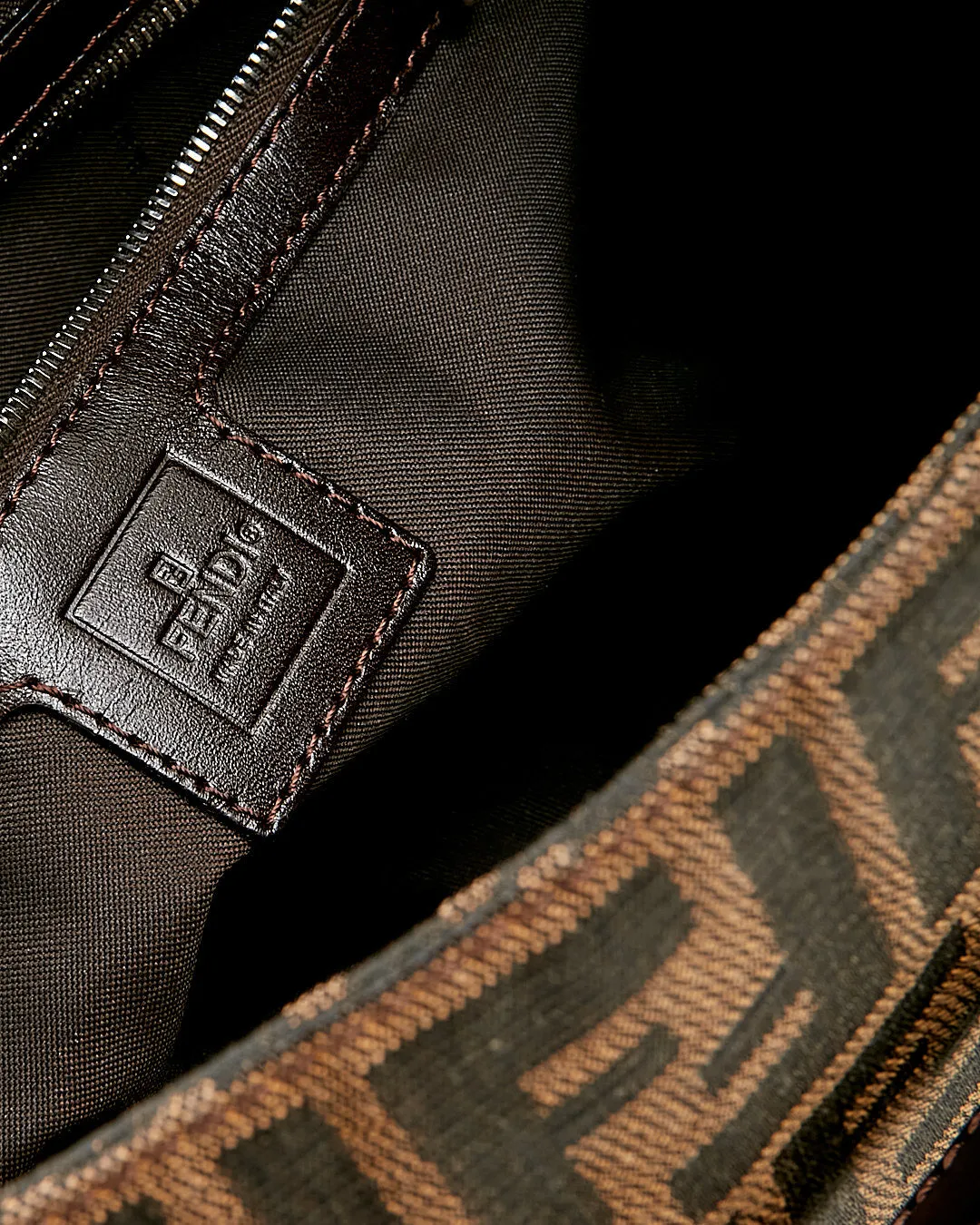 Fendi Zucca Print Canvas Mamma Forever Baguette Bag