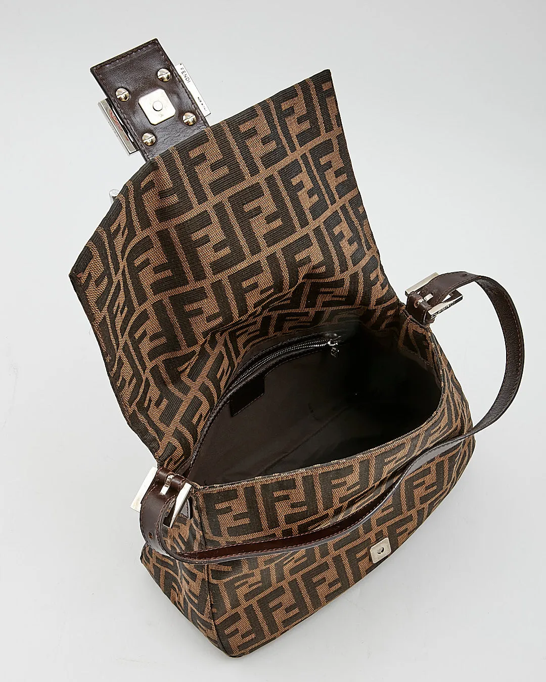 Fendi Zucca Print Canvas Mamma Forever Baguette Bag
