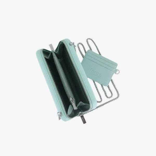 Fenn Wallet Aqua Silver Zip Silver Chain
