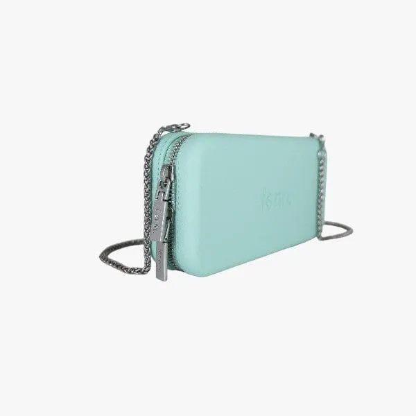 Fenn Wallet Aqua Silver Zip Silver Chain