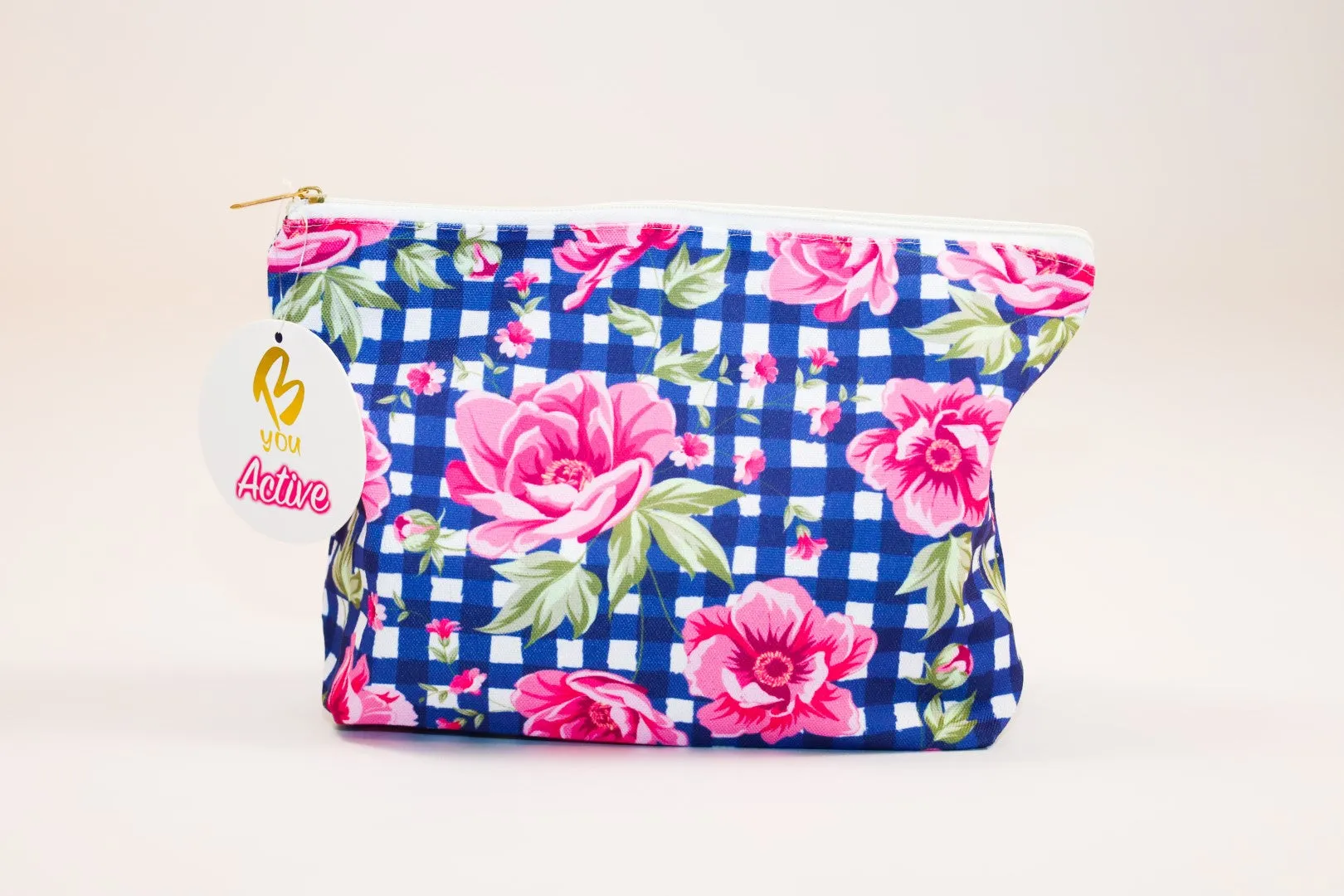 Floral Check - Mini Canvas Bag with Zip