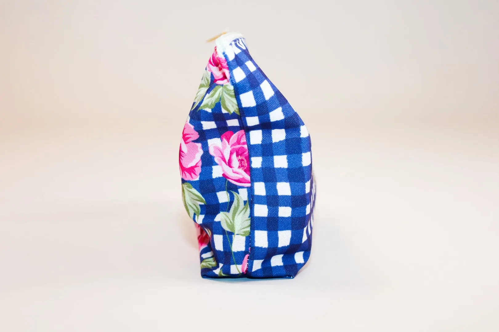 Floral Check - Mini Canvas Bag with Zip