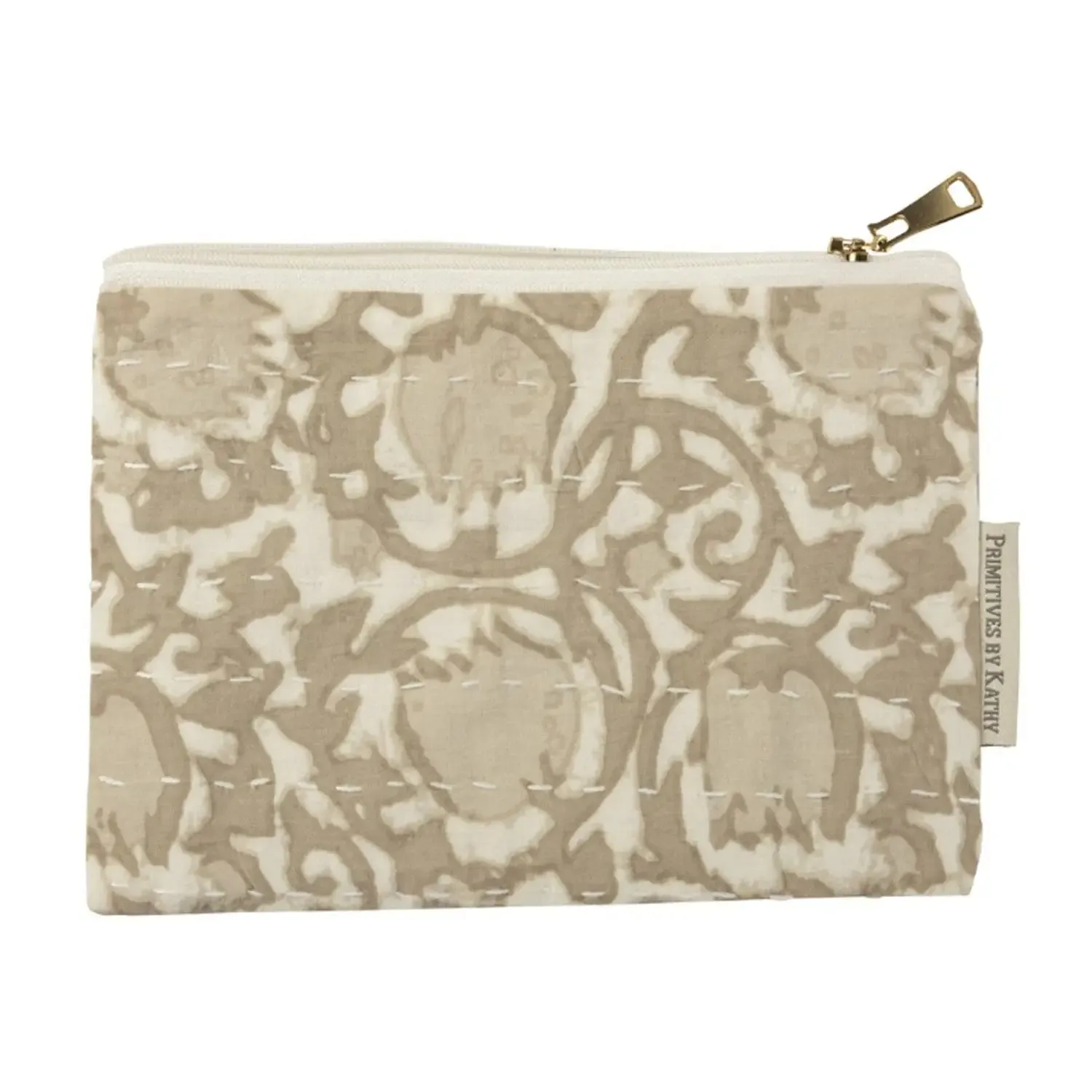 FLORAL CREAM ZIPPER POUCH