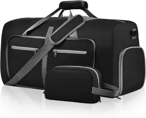 Foldable Waterproof Duffle Bag with Shoes Compartment and Toiletry Bag