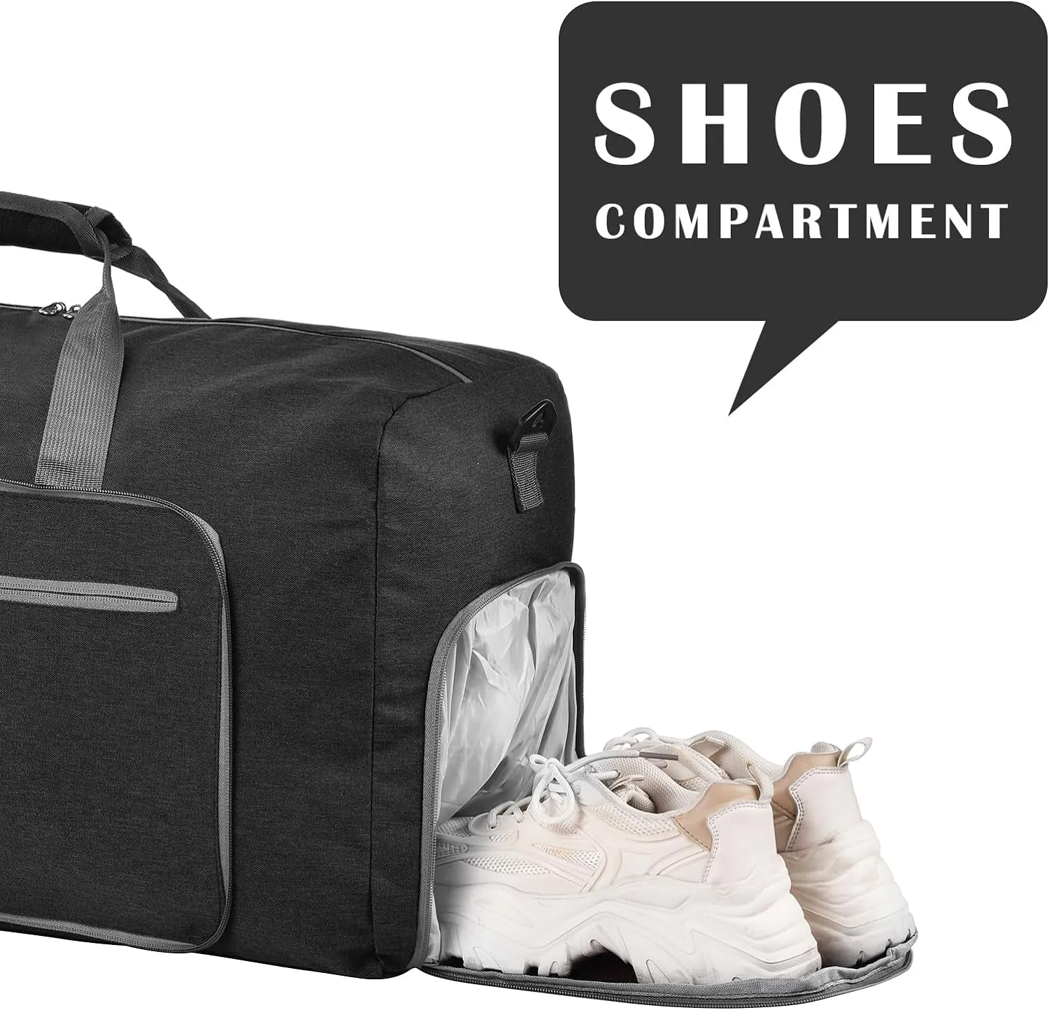 Foldable Waterproof Duffle Bag with Shoes Compartment and Toiletry Bag