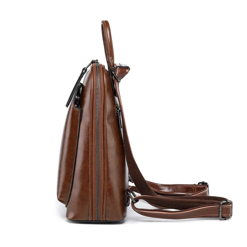 Full Grain Leather Backpack Purse, Designer Backpack, Natural Leather Fashion Backpack Gift For Her