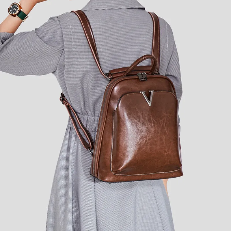 Full Grain Leather Backpack Purse, Designer Backpack, Natural Leather Fashion Backpack Gift For Her