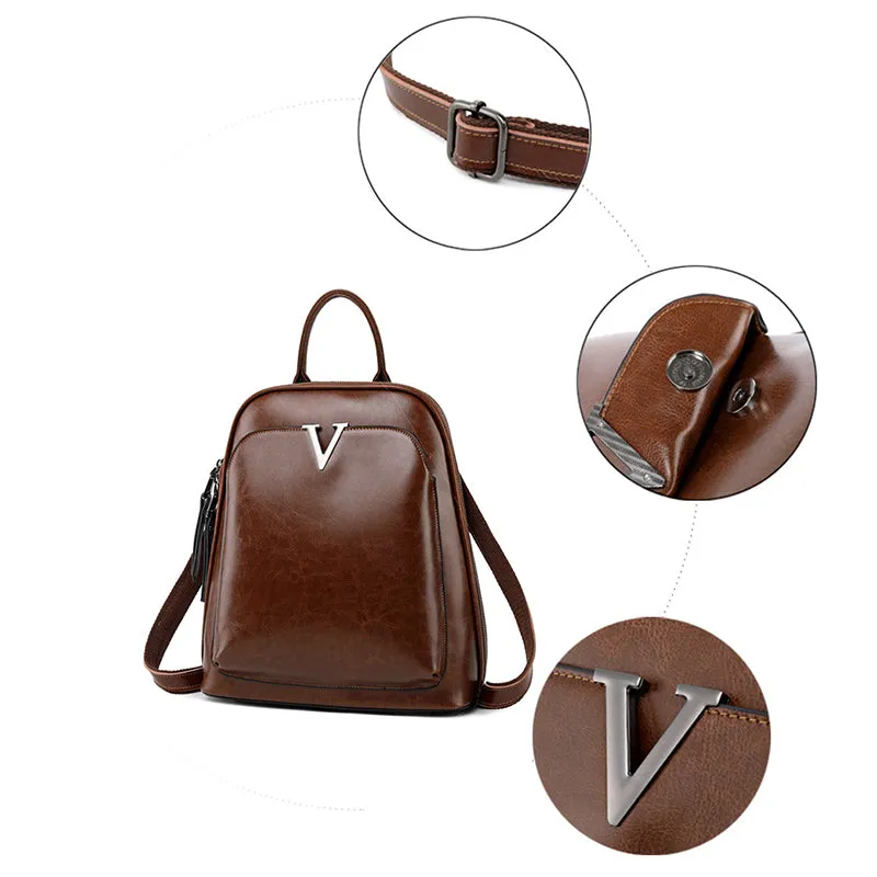 Full Grain Leather Backpack Purse, Designer Backpack, Natural Leather Fashion Backpack Gift For Her
