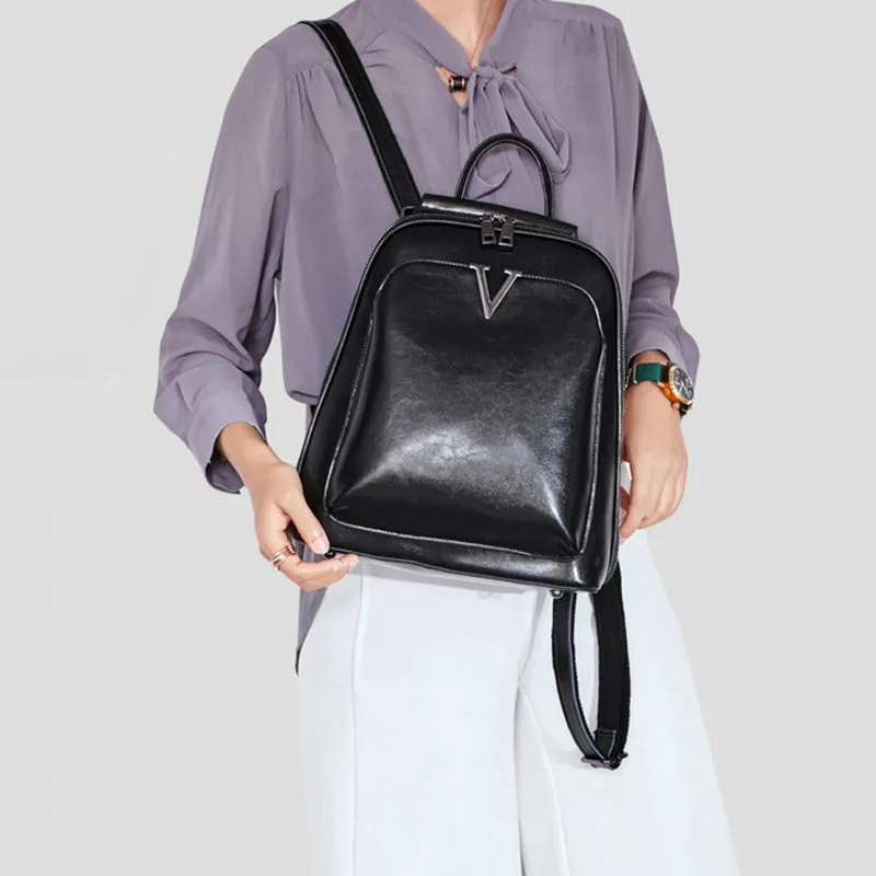Full Grain Leather Backpack Purse, Designer Backpack, Natural Leather Fashion Backpack Gift For Her