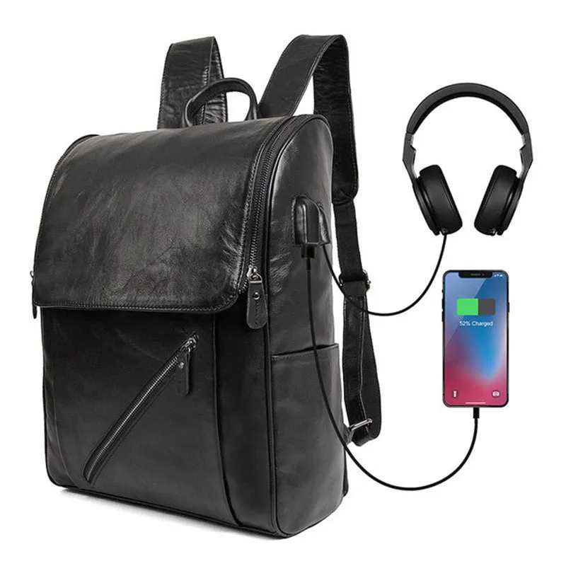 Full Grain Leather Backpacks Mens Travel Backpack Handmade Laptop Backpack Casual Leather School Backpack