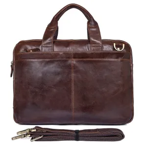 Full Grain Leather Briefcase For Men, Leather Messenger Bag, Mens Leather Shoulder Bag