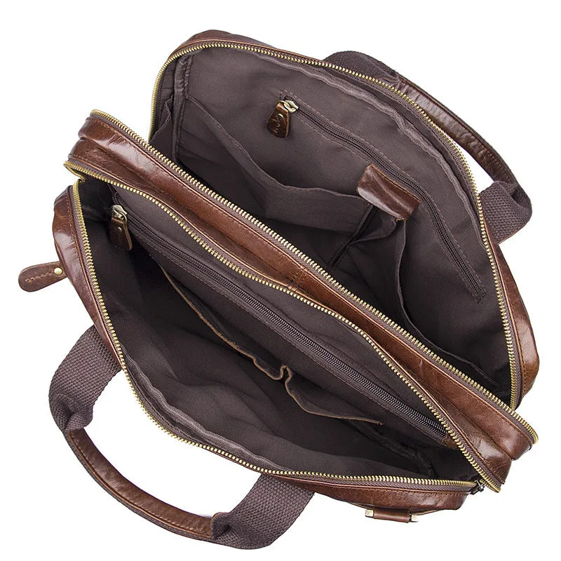 Full Grain Leather Briefcase For Men, Leather Messenger Bag, Mens Leather Shoulder Bag