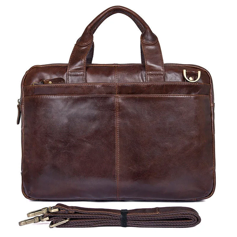 Full Grain Leather Briefcase For Men, Leather Messenger Bag, Mens Leather Shoulder Bag