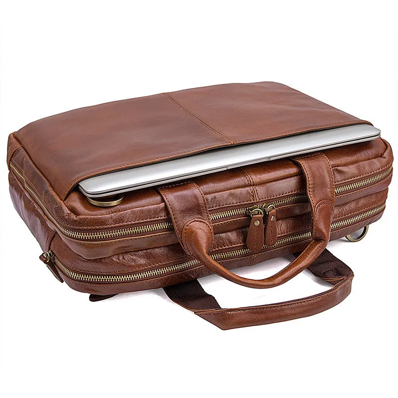 Full Grain Leather Briefcase For Men, Leather Messenger Bag, Mens Leather Shoulder Bag