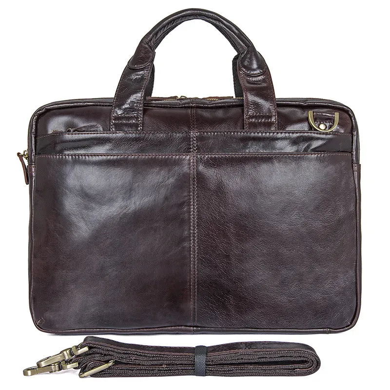 Full Grain Leather Briefcase For Men, Leather Messenger Bag, Mens Leather Shoulder Bag