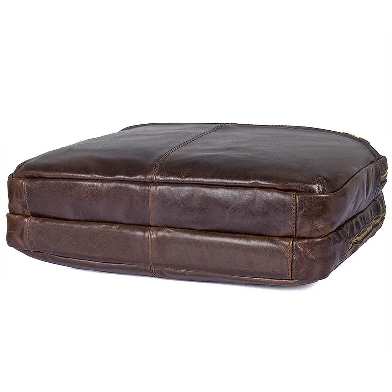 Full Grain Leather Briefcase For Men, Leather Messenger Bag, Mens Leather Shoulder Bag