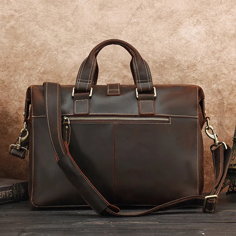 Full Grain Leather Briefcase Handmade Laptop Briefcase Bag Mens Messenger Bag Vintage Shoulder Bag
