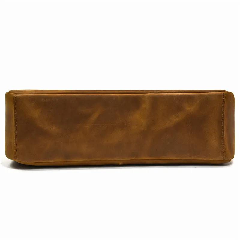 Full Grain Leather Briefcase Mens Leather Laptop Bag Premium Leather Messenger Bag Leather Macbook Shoulder Bag