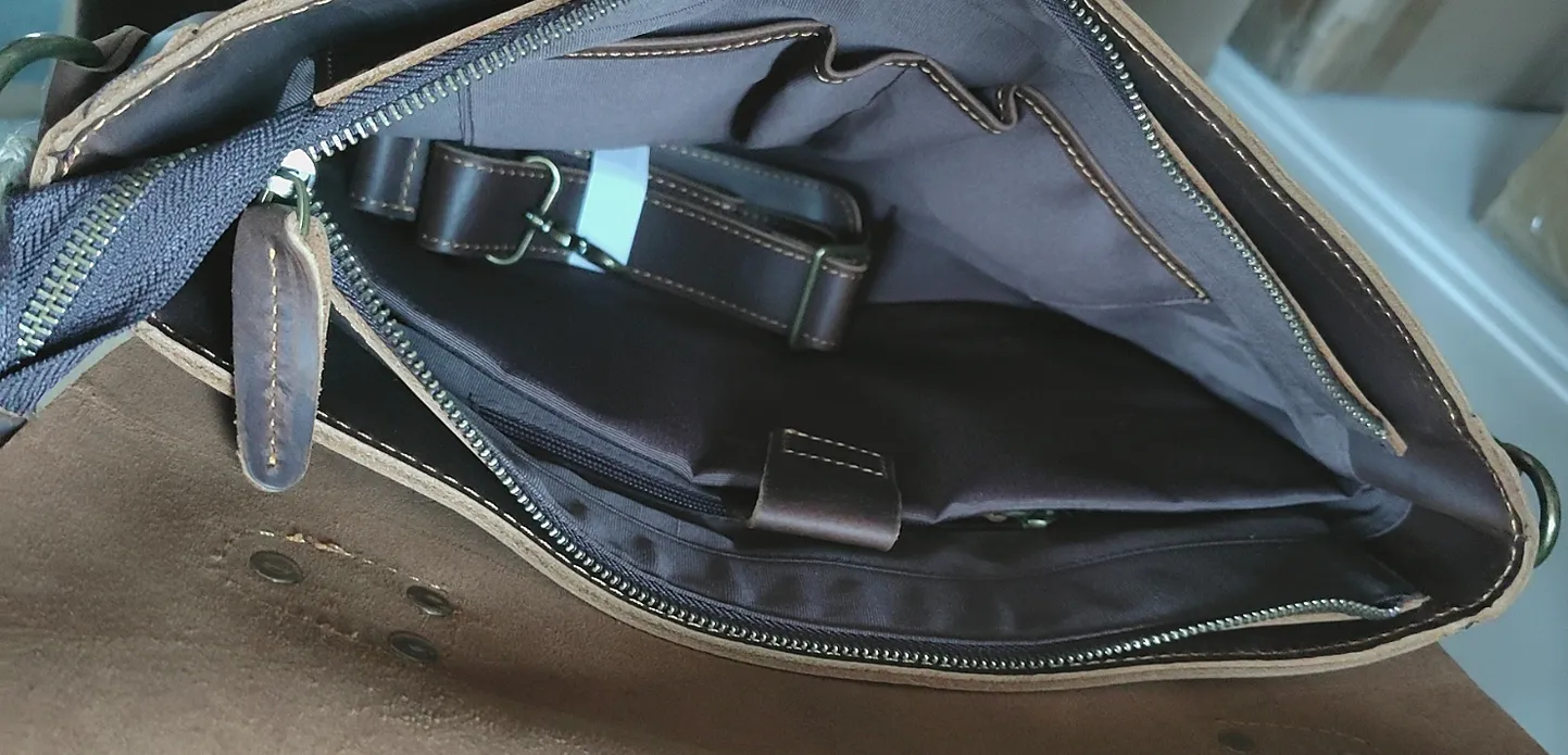 Full Grain Leather Briefcase Men's Leather Messenger Bag Handmade Laptop Bag Crossbody Shoulder Bag Top Handle Business Bag