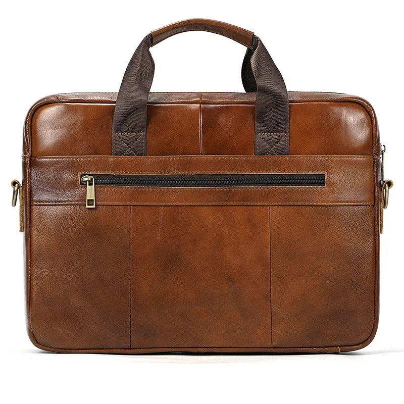 Full Grain Leather Briefcase Men's Messenger Bag Vintage 15" Leather Laptop Computer Bag Gift for Him
