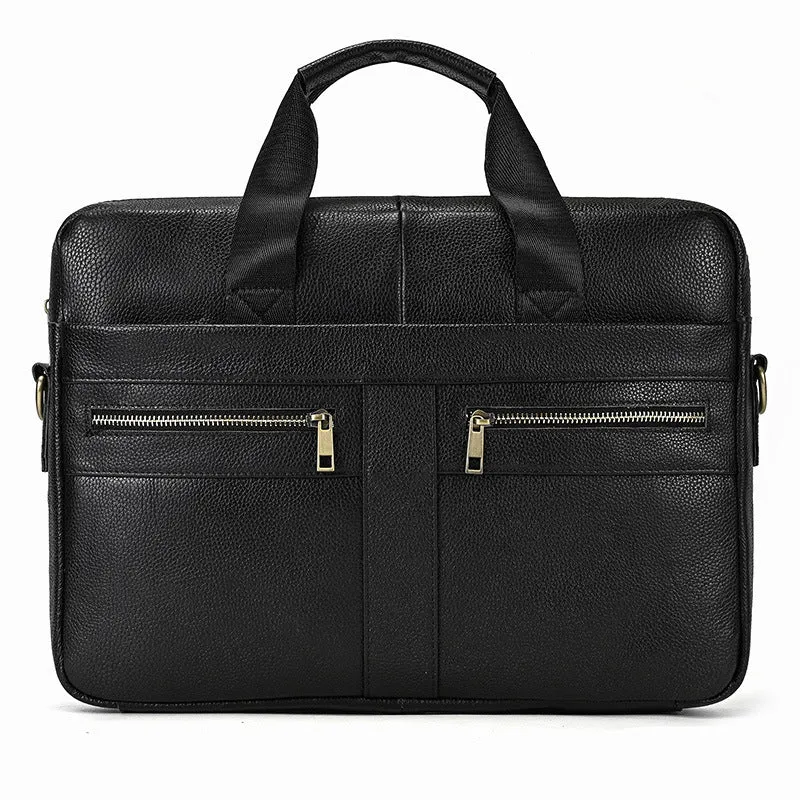 Full Grain Leather Briefcase Men's Messenger Bag Vintage 15" Leather Laptop Computer Bag Gift for Him