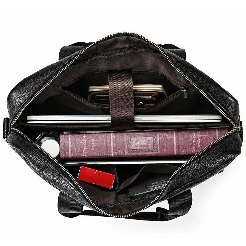 Full Grain Leather Briefcase Men's Messenger Bag Vintage 15" Leather Laptop Computer Bag Gift for Him