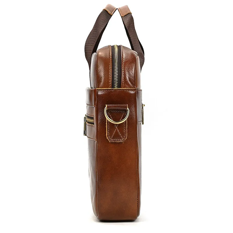 Full Grain Leather Briefcase Men's Messenger Bag Vintage 15" Leather Laptop Computer Bag Gift for Him