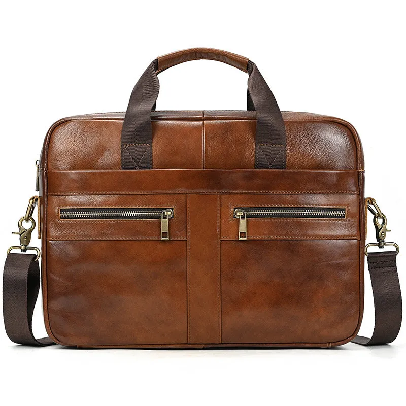 Full Grain Leather Briefcase Men's Messenger Bag Vintage 15" Leather Laptop Computer Bag Gift for Him