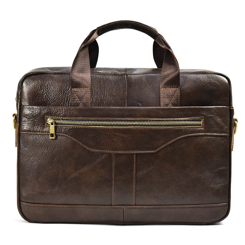 Full Grain Leather Briefcase Men's Messenger Bag Vintage 15" Leather Laptop Computer Bag Gift for Him