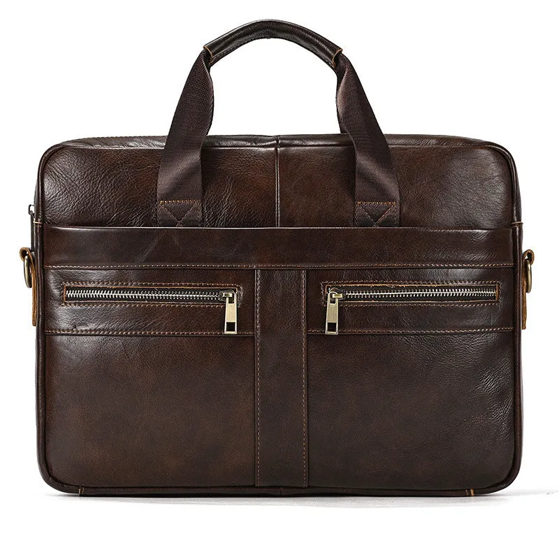 Full Grain Leather Briefcase Men's Messenger Bag Vintage 15" Leather Laptop Computer Bag Gift for Him