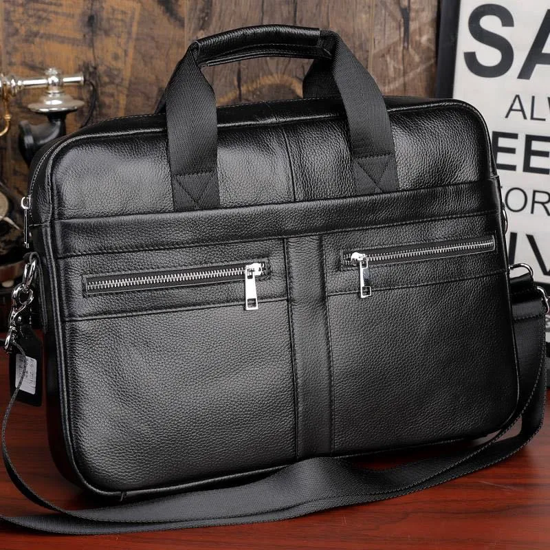 Full Grain Leather Briefcase Men's Messenger Bag Vintage 15" Leather Laptop Computer Bag Gift for Him