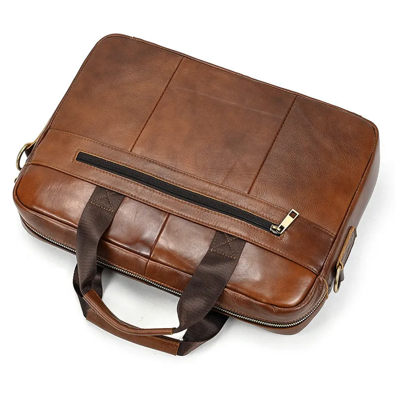 Full Grain Leather Briefcase Men's Messenger Bag Vintage 15" Leather Laptop Computer Bag Gift for Him