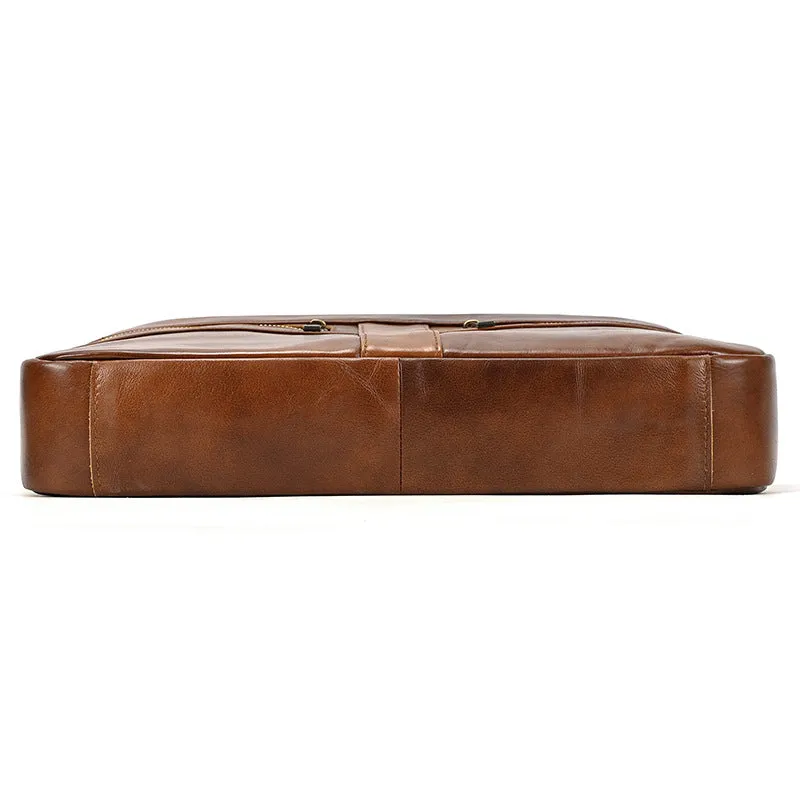 Full Grain Leather Briefcase Men's Messenger Bag Vintage 15" Leather Laptop Computer Bag Gift for Him
