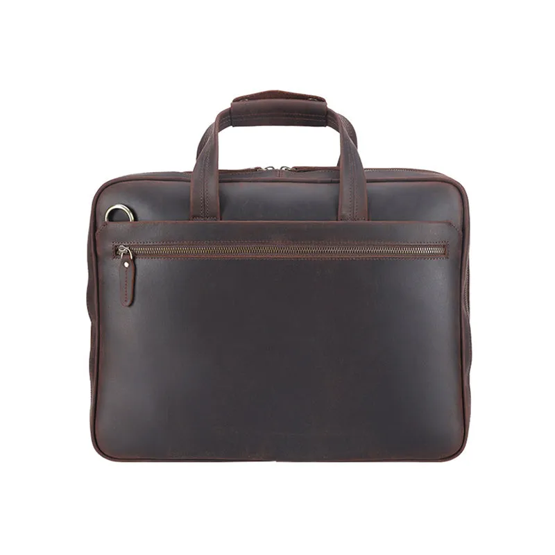 Full Grain Leather Briefcase Vintage Leather Attache Leather Portfolio Mens Leather Laptop Bag Shoulder Bag