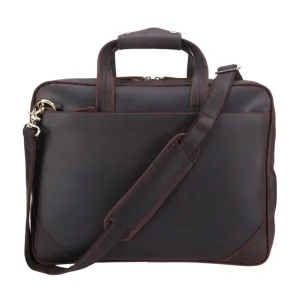 Full Grain Leather Briefcase Vintage Leather Attache Leather Portfolio Mens Leather Laptop Bag Shoulder Bag