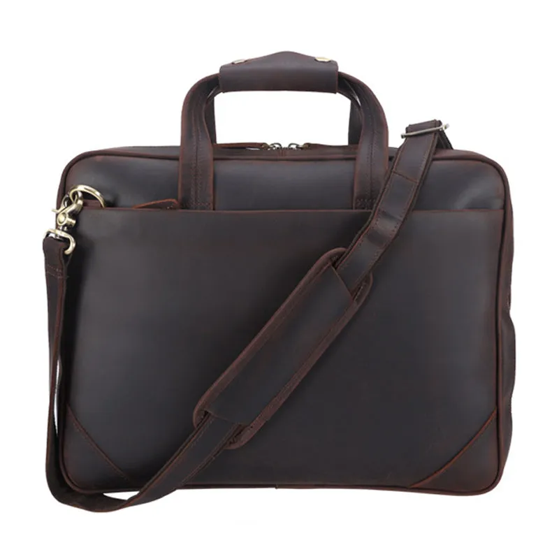 Full Grain Leather Briefcase Vintage Leather Attache Leather Portfolio Mens Leather Laptop Bag Shoulder Bag