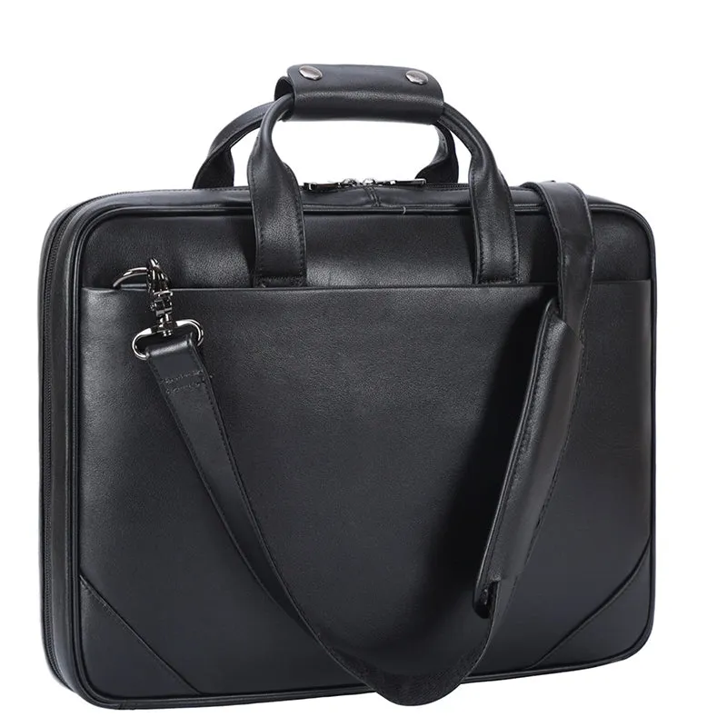 Full Grain Leather Briefcase Vintage Leather Attache Leather Portfolio Mens Leather Laptop Bag Shoulder Bag