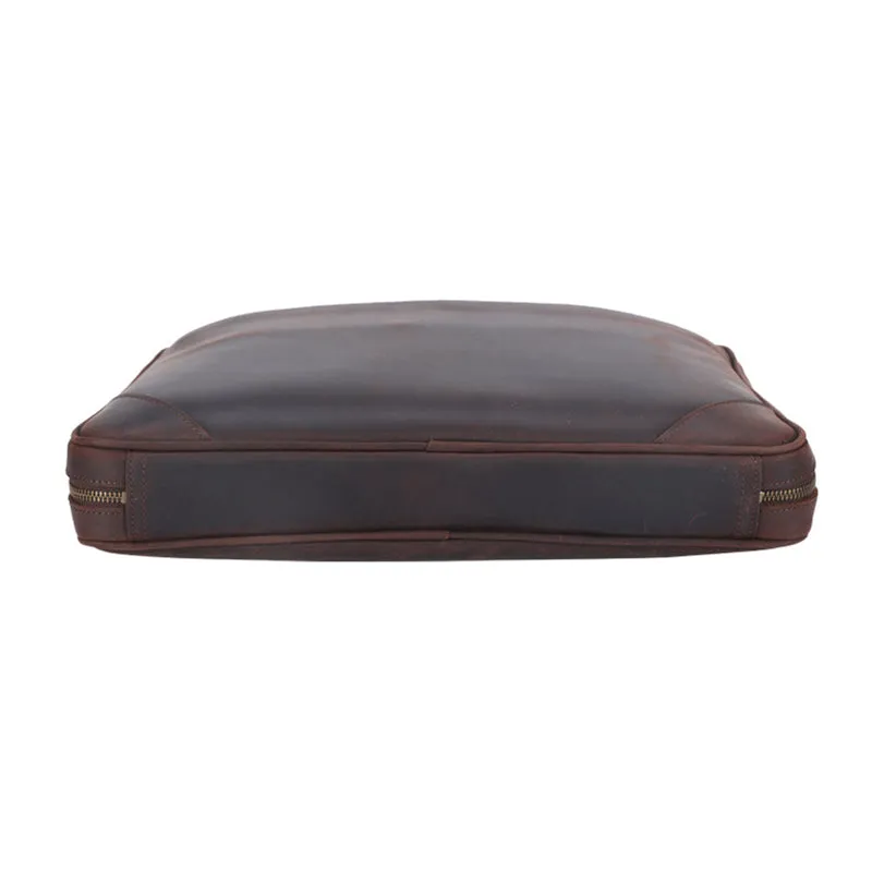 Full Grain Leather Briefcase Vintage Leather Attache Leather Portfolio Mens Leather Laptop Bag Shoulder Bag