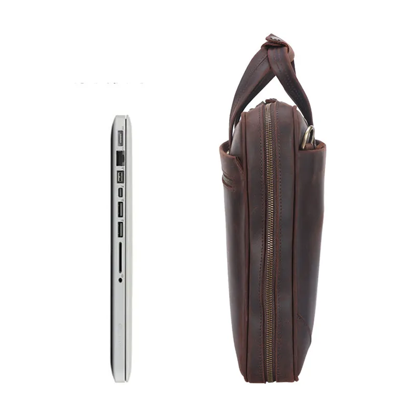 Full Grain Leather Briefcase Vintage Leather Attache Leather Portfolio Mens Leather Laptop Bag Shoulder Bag