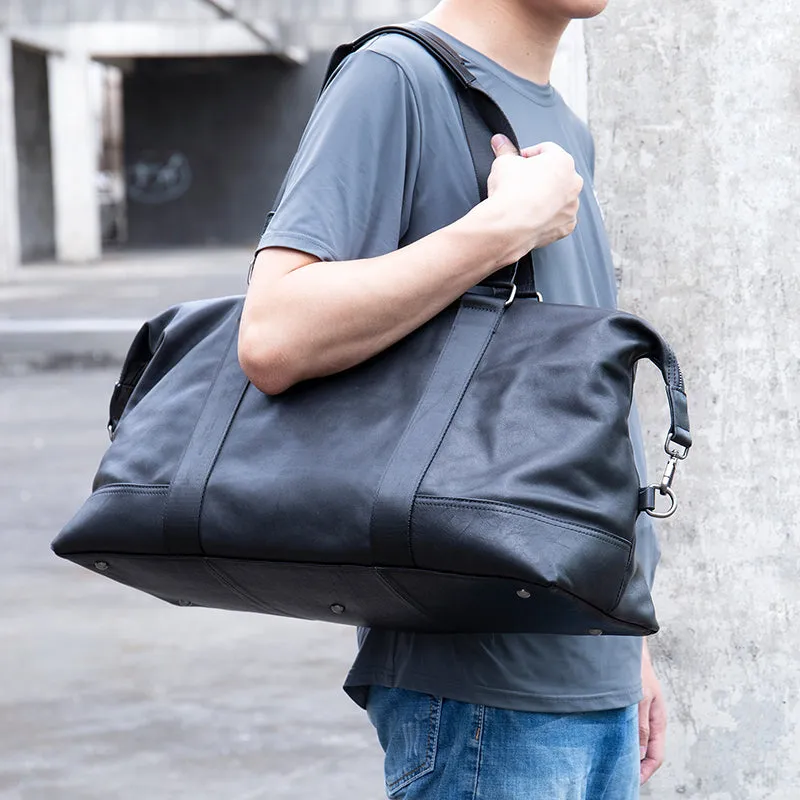 Full Grain Leather Gym Bag Mens Leather Duffle Bag Travel Bag Leather Weekend Luggage Bag Leather Carry-on Bag