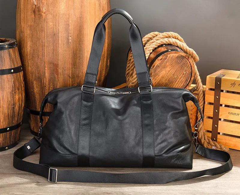 Full Grain Leather Gym Bag Mens Leather Duffle Bag Travel Bag Leather Weekend Luggage Bag Leather Carry-on Bag