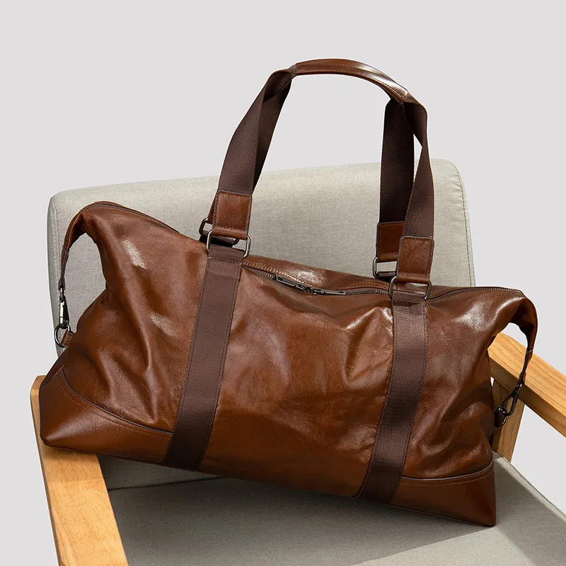 Full Grain Leather Gym Bag Mens Leather Duffle Bag Travel Bag Leather Weekend Luggage Bag Leather Carry-on Bag
